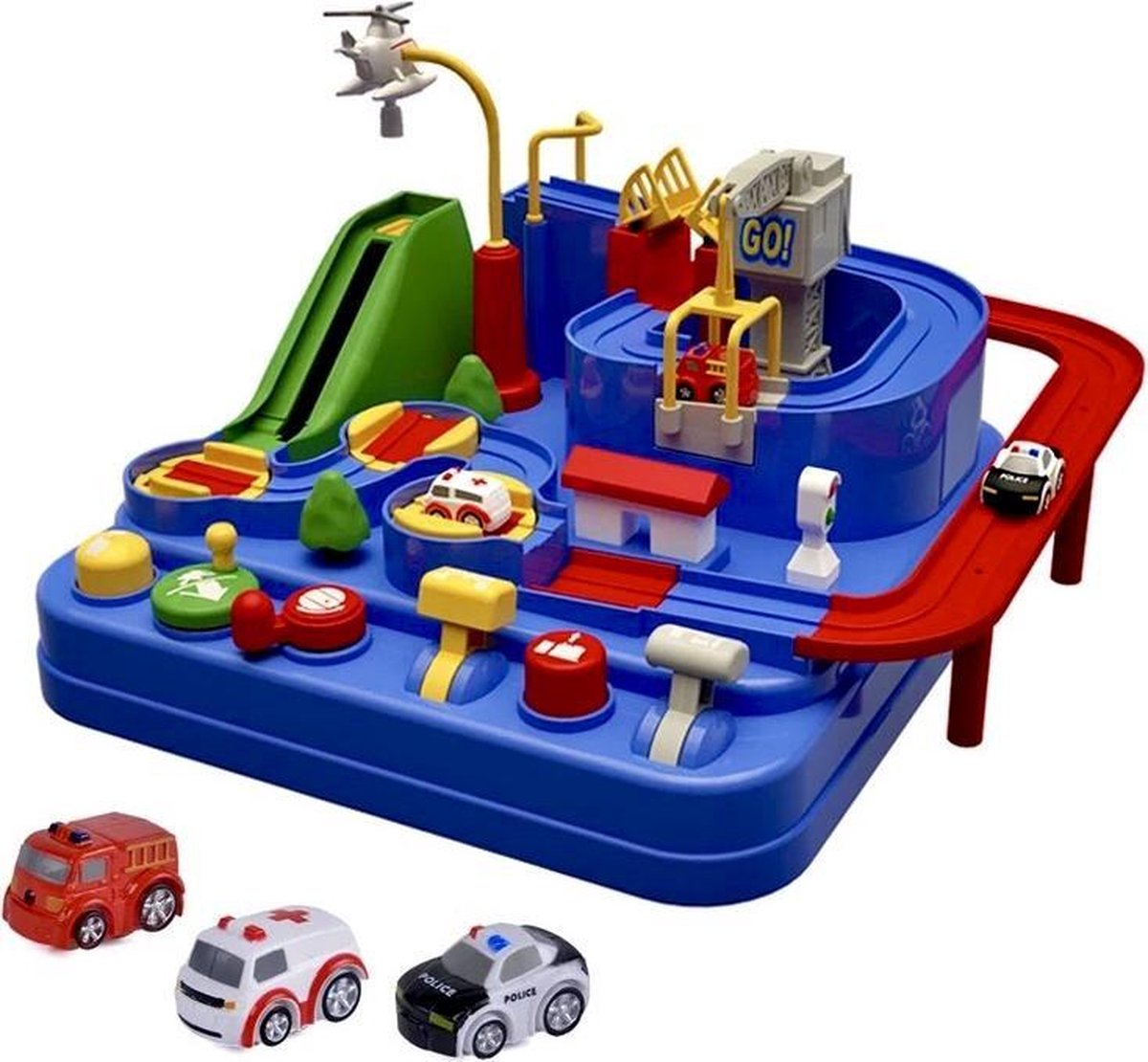 Interactieve AutoBaan - Play It - Spelend Leren - Stimuleert Motoriek - Politie Auto - Zonder Batterij - Preschool - Peuter & Kleuter - Educatief Speelgoed - Baby - 3 jaar - 4 jaar - 5 jaar