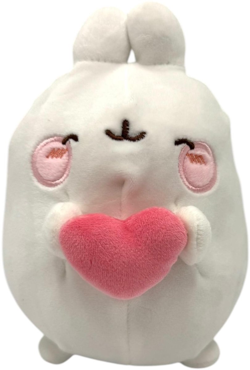 Molang - Molang met hartje knuffel - 23 cm - Pluche