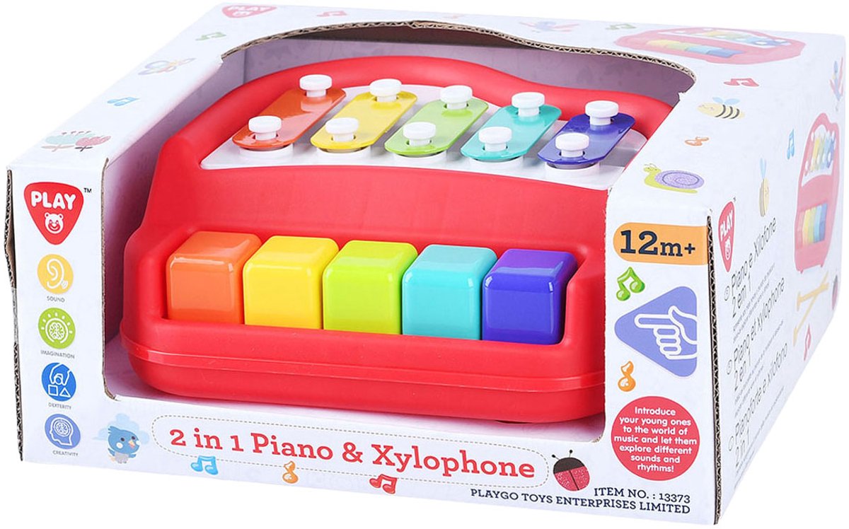 Play 2in1 Piano en Xylofoon speelgoed muziekinstrument multikleur.