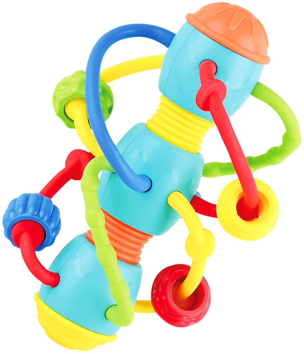 Play babyspeeltje rammelaar met ringen en kralen multi kleuren.