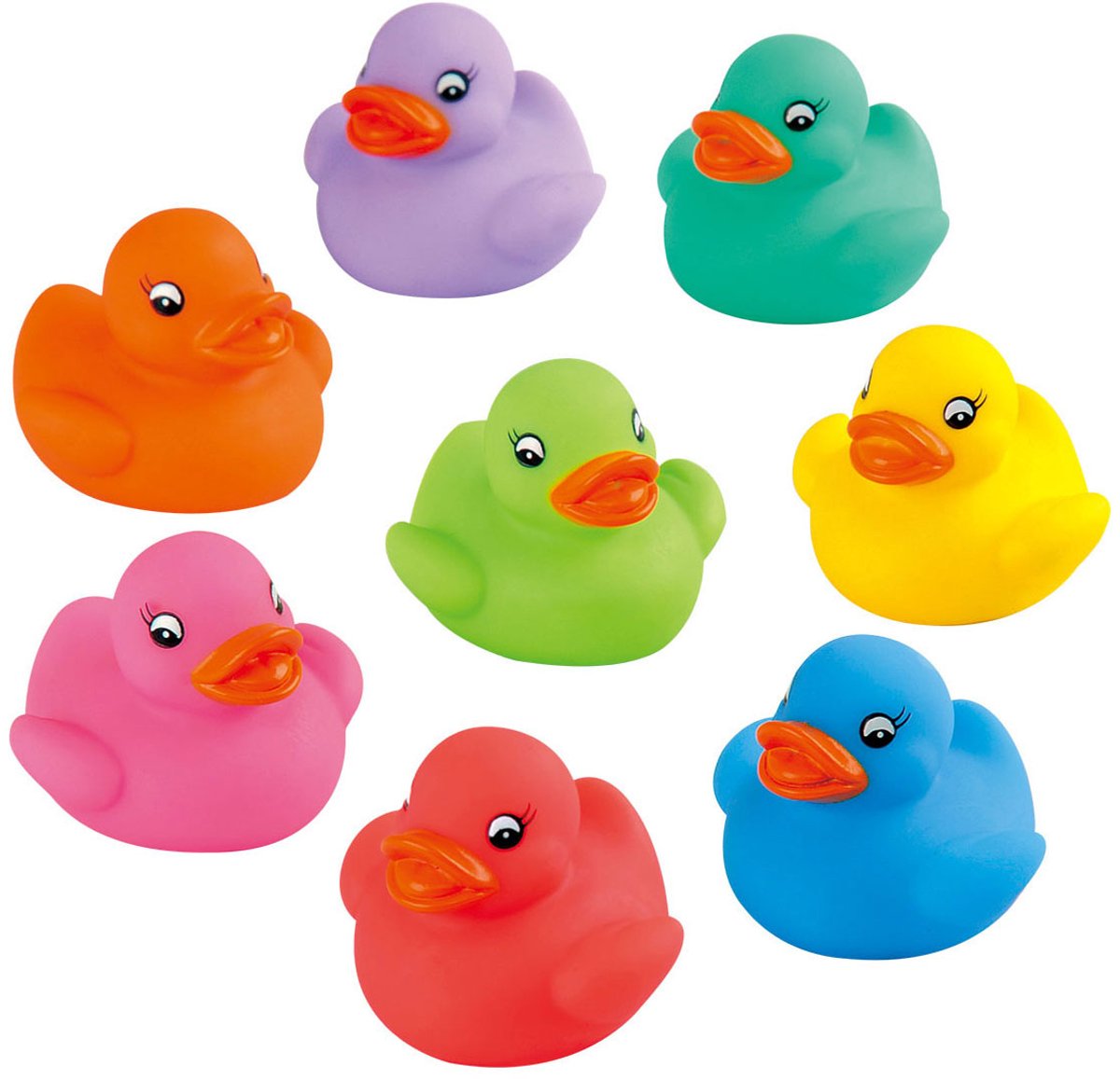 Play badeendjes regenboog set - kleurrijk badspeelgoed 8 stuks.