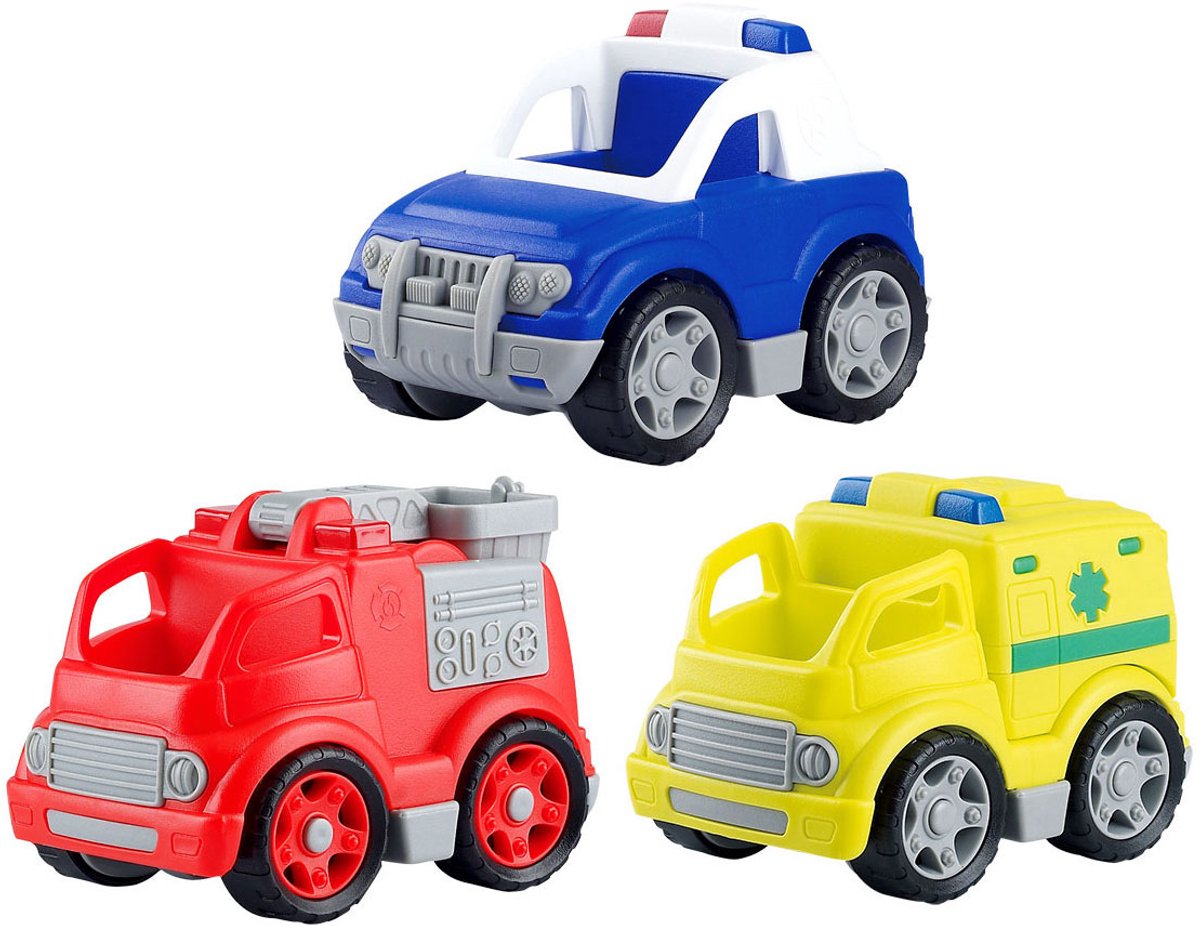 Play biobased hulpdienst speelgoed voertuigen set - duurzaam kinderspeelgoed.