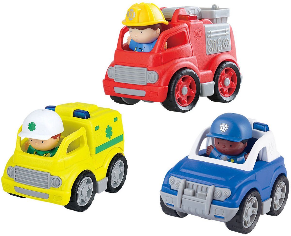 Play hulpdienst voertuigen speelset met figuren - speelgoedset 6-delig.