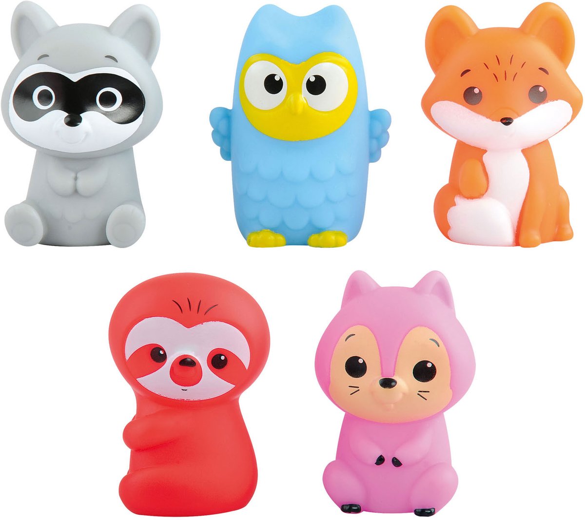 Play vingerpoppetjes bosdieren - kunststof badspeelgoed set 5 stuks.