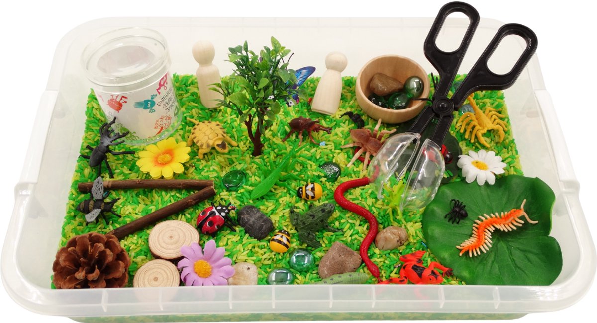 Sensory Play Tray - insecten - speelrijst