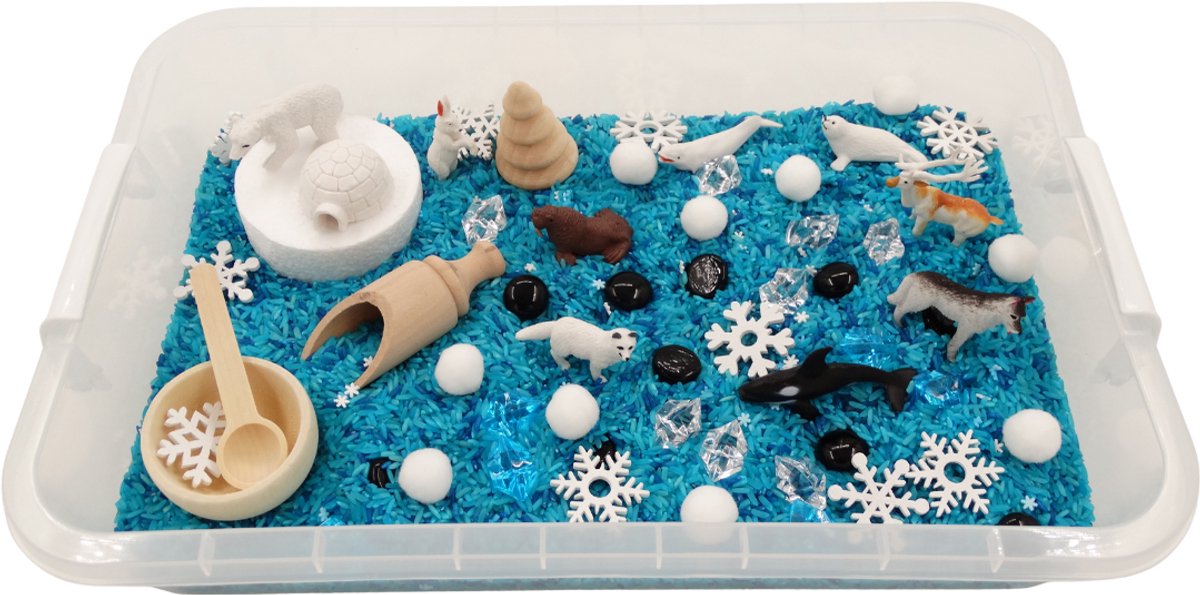 Sensory Play Tray - winter - speelrijst