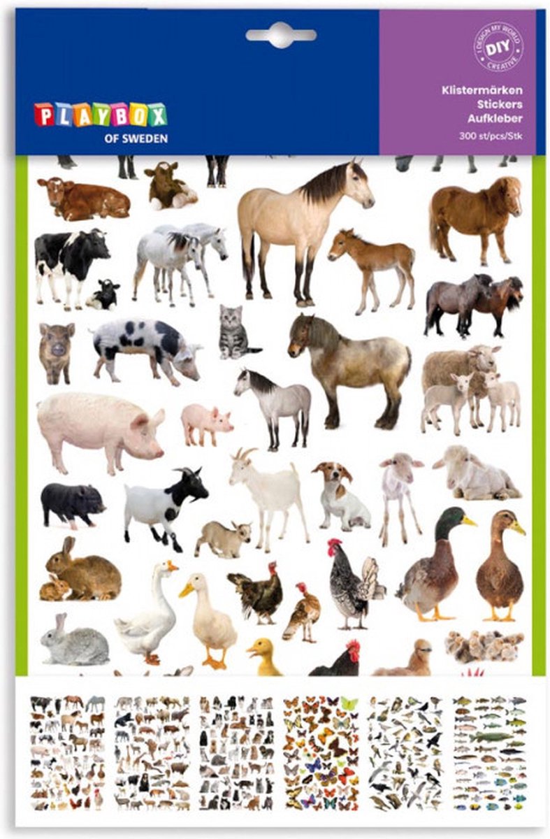 Stickers Dieren Assorti ca. 300 stuks 6 vel