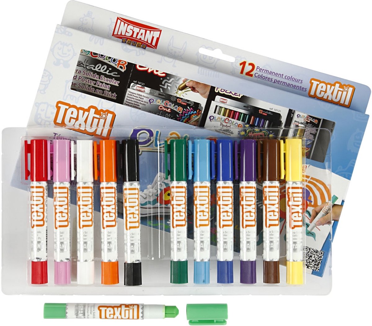   textielverf, l: 12 stuks, diverse kleuren