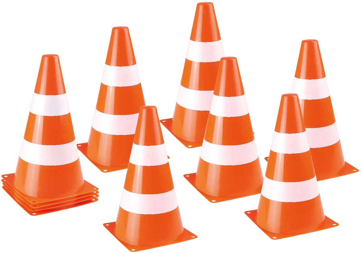 Playfun grote pylonnen speelgoed set - 10 stuks oranje pionnen.