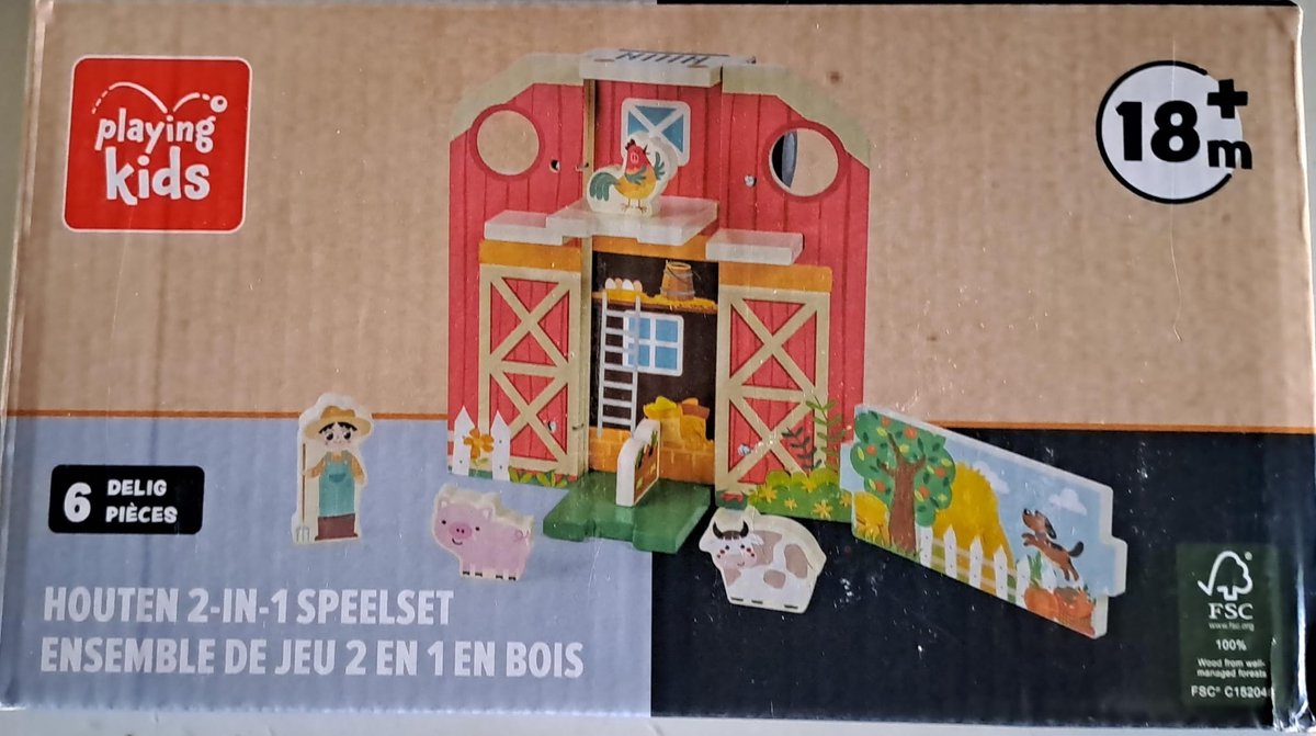 Playing Kids Houten 2-in-1 Speelset Boerderij