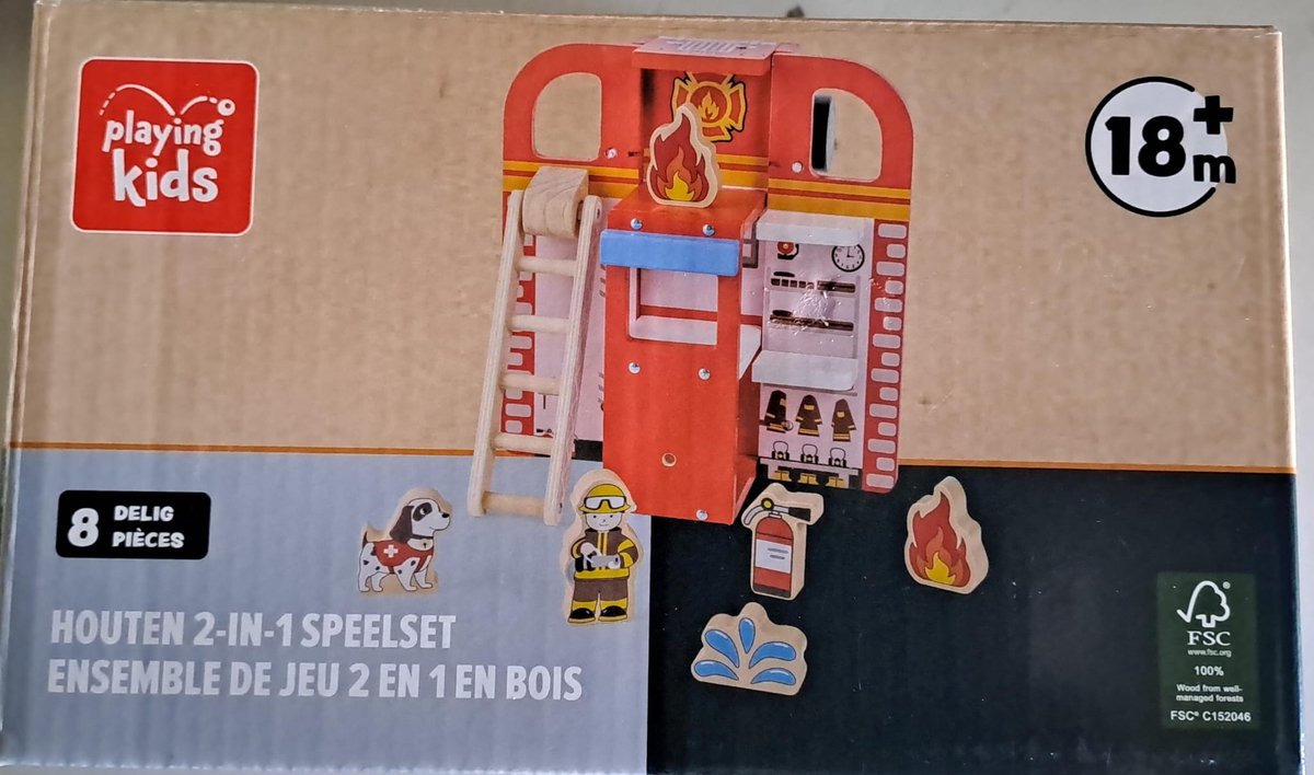 Playing Kids Houten 2-in-1 Speelset Brandweer