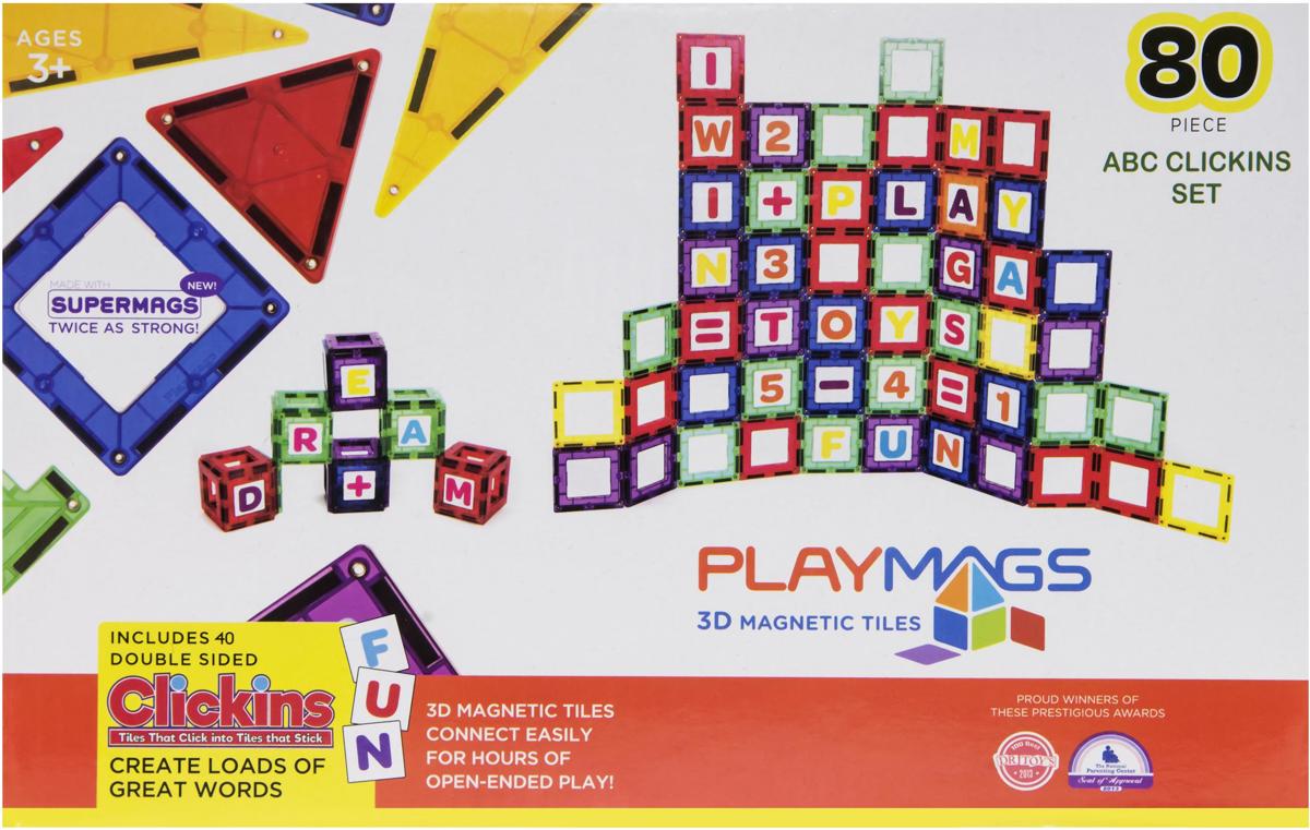 Playmags 3D Magnetische Tegels ABC Set - 80 Delige