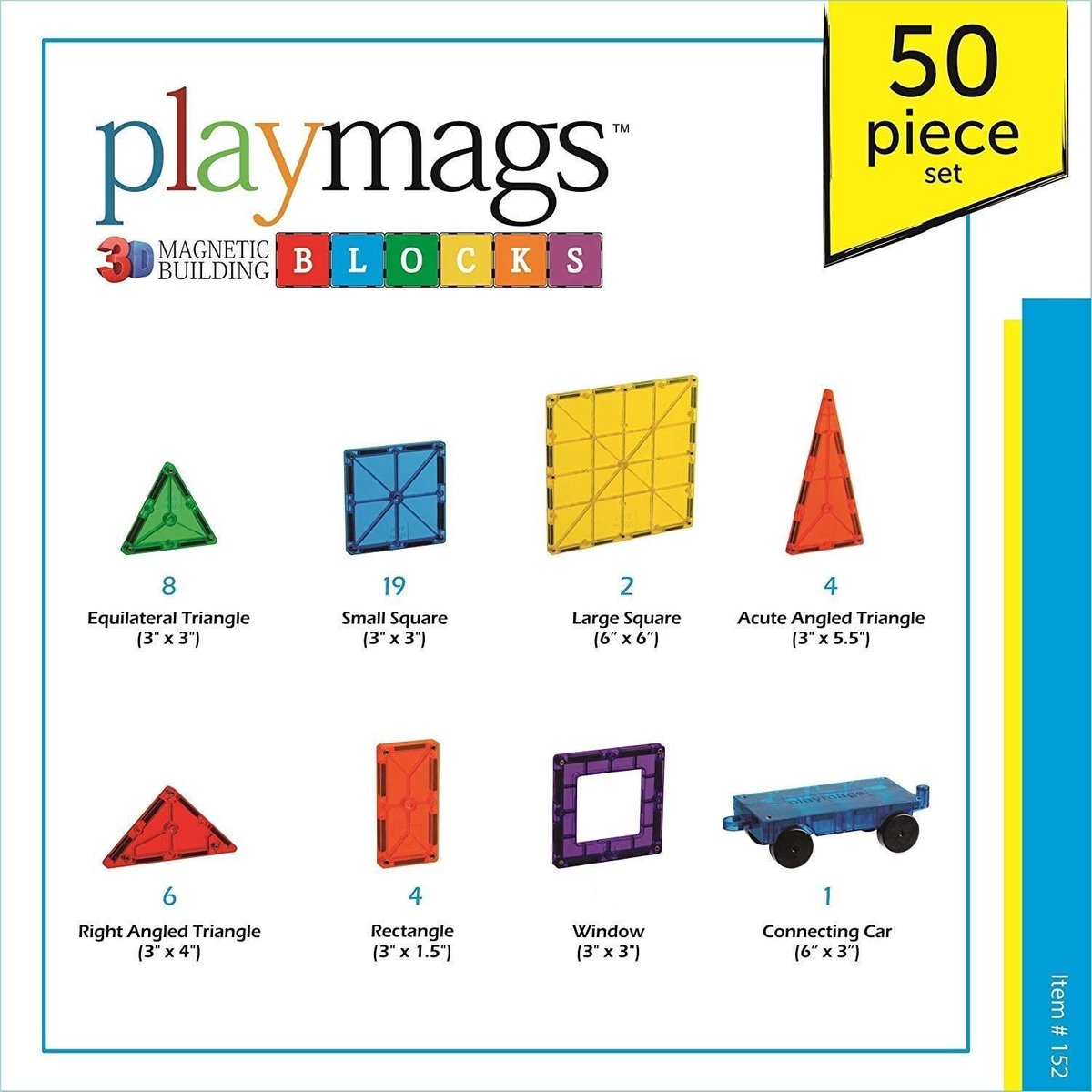 Playmags 3D Magnetische Tegels Classic Set - 50 Delige