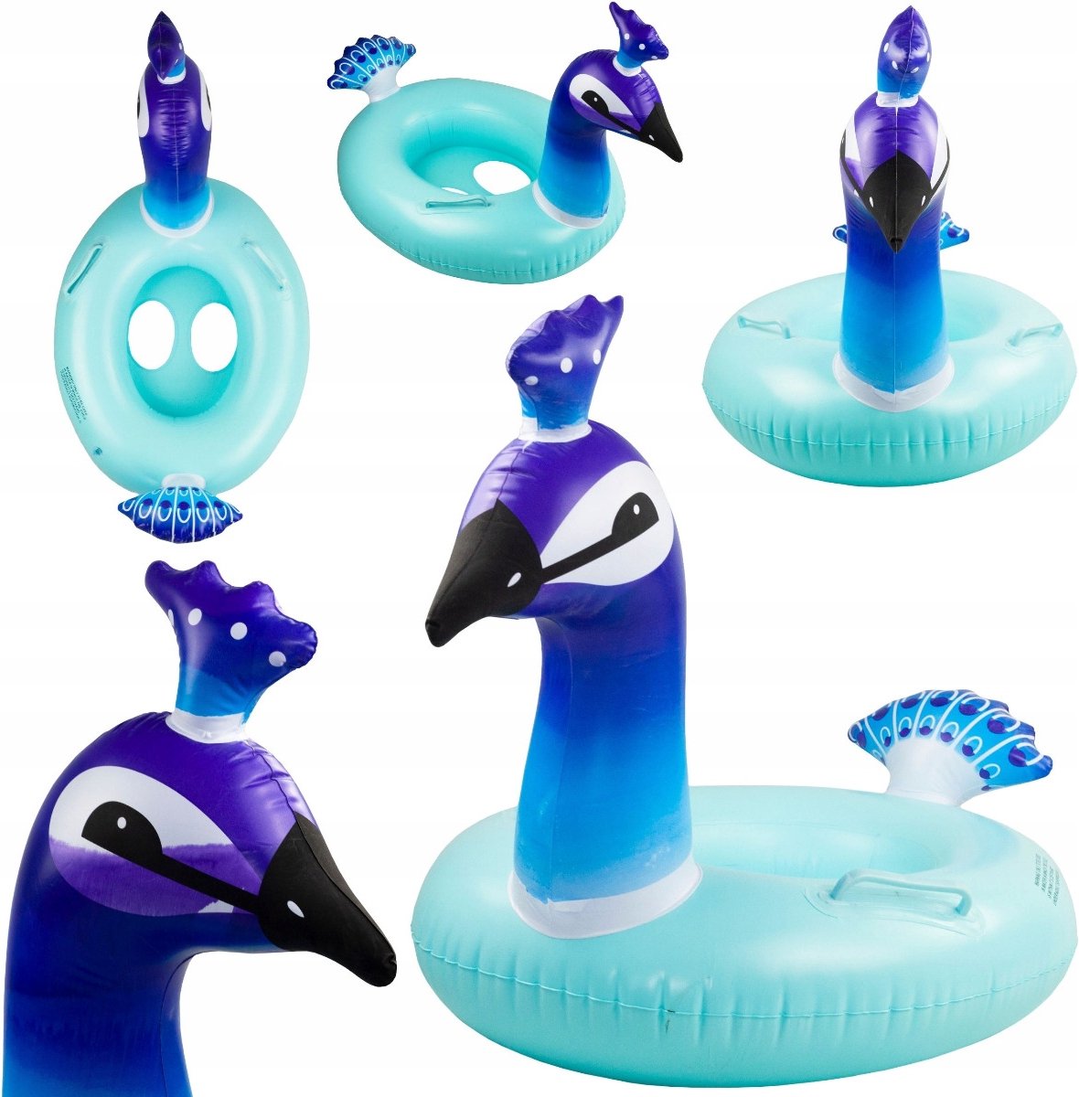 Playos - Zwemband - Pauw - met Zitje - Handvatten - Blauw/Paars - Peuter en Baby - Zwemring - Babyzwemband - Babyfloat - Zwemtrainer - Opblaasbaar - Zwemstoel - Handvaten