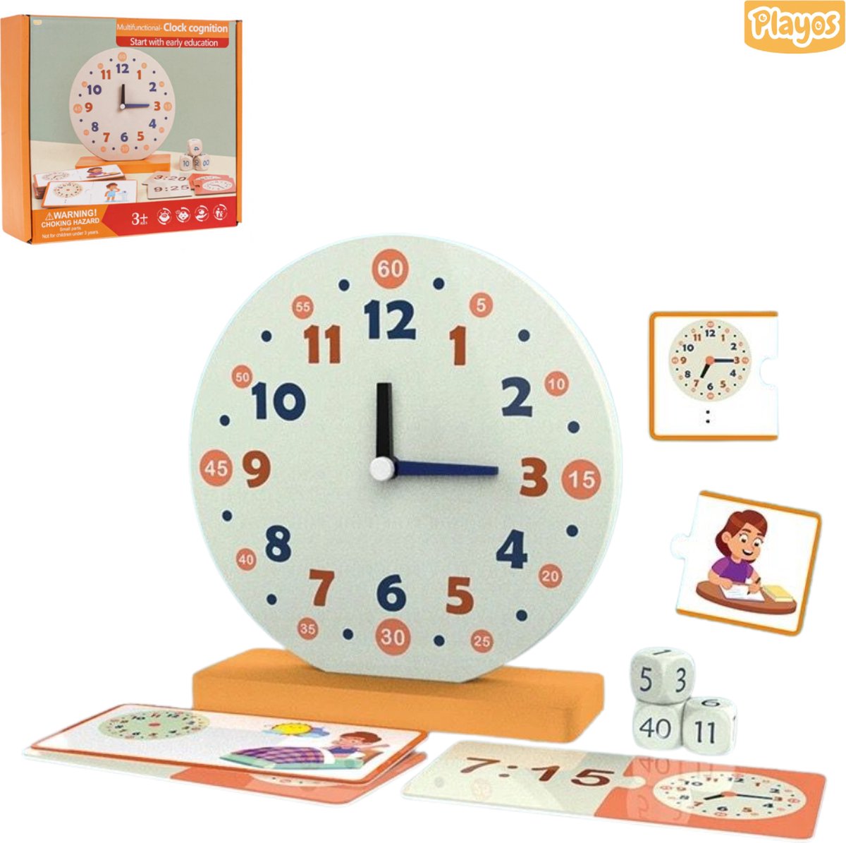  ® - Leren Klokkijken 2.0 -   voor Kinderen - Rekenspel - Analoog en Digitaal - Educatief Speelgoed -   - Houten Klok - Educatieve Klok