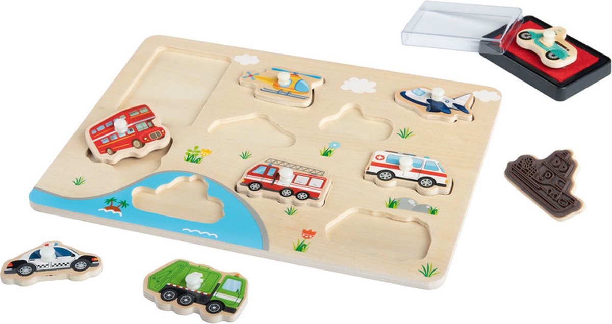 Leerzaam houten speelgoed - stimuleert logisch denken, inzicht - stempel puzzel - stempeltjes en puzzel in één - Veilig en voorzien van EC/TÜV en GS keurmerken