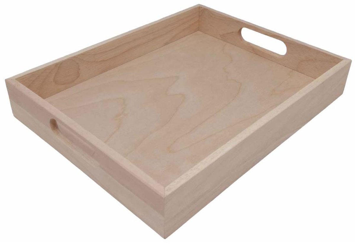 Houten Dienblad Recht Greep, Rechte Rand Rubberhout