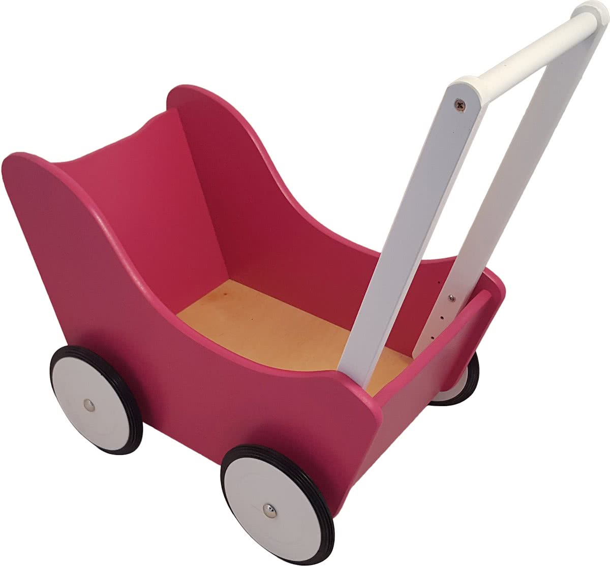   - Houten Poppenwagen  fuchsia roze