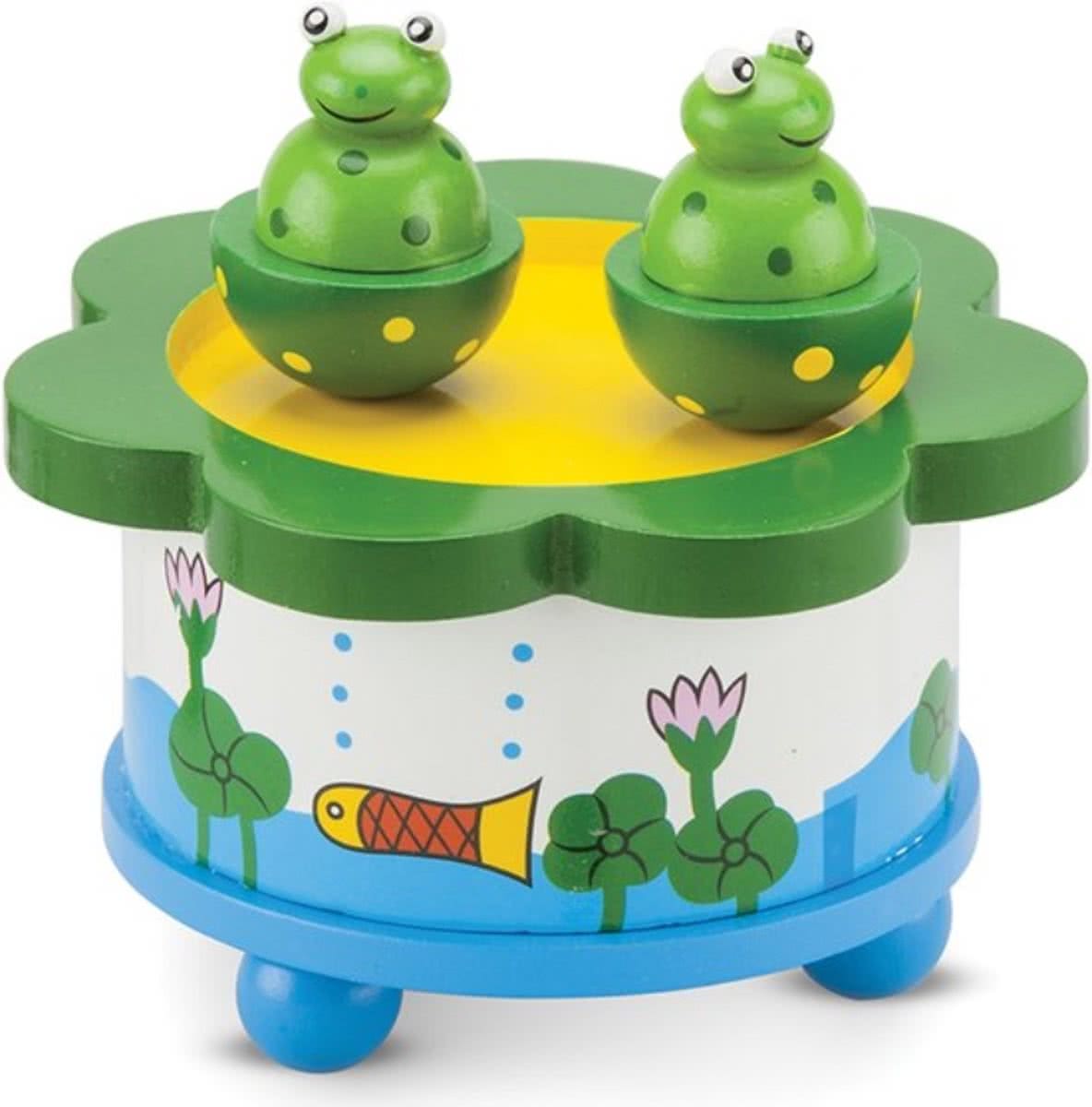   - Houten muziekdoos dansende kikkertjes