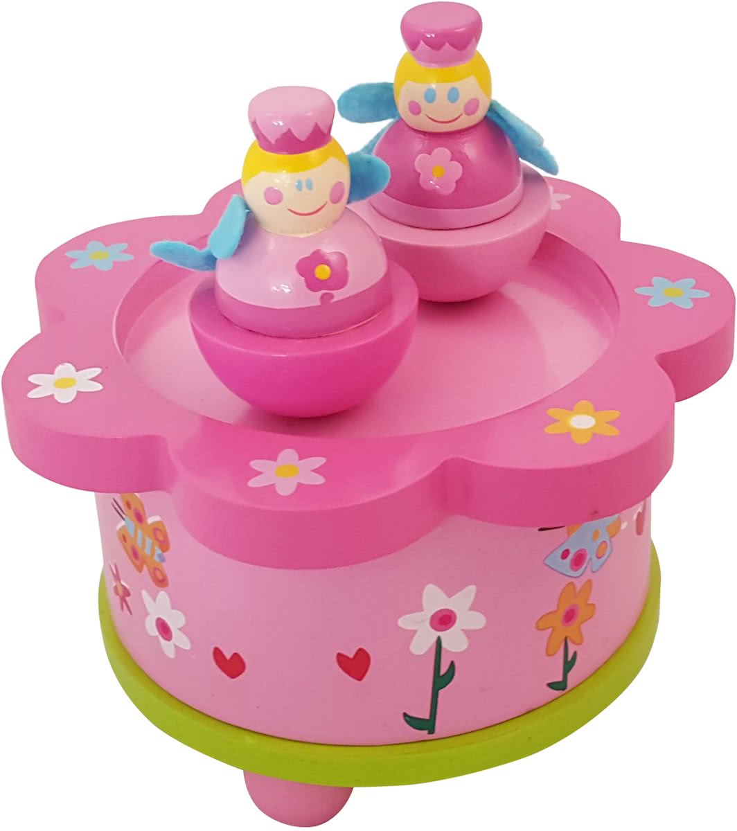 Playwood - Houten muziekdoos dansende prinsesjes roze