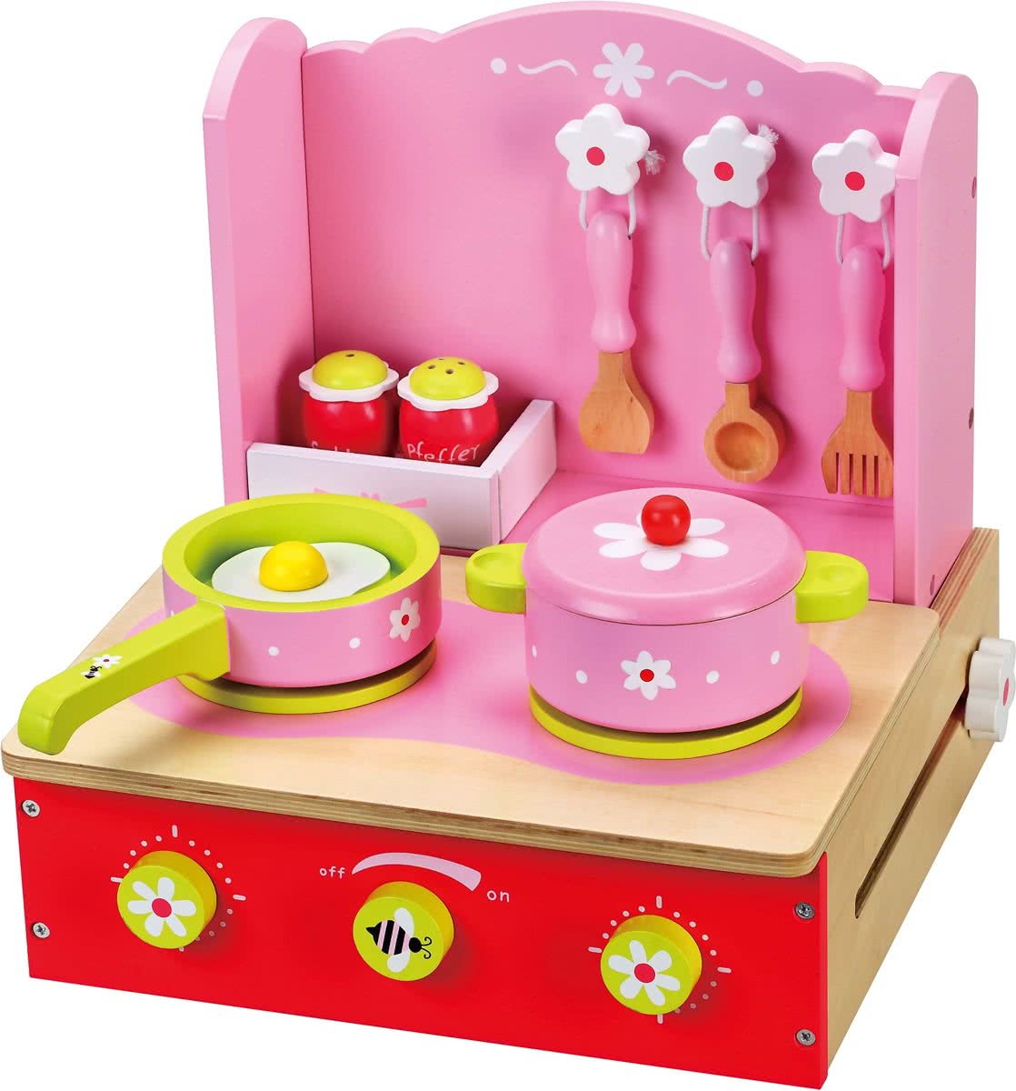   - Speel Keuken roze opklapbaar inclusief accessoires - Houten Fornuisje tafelmodel