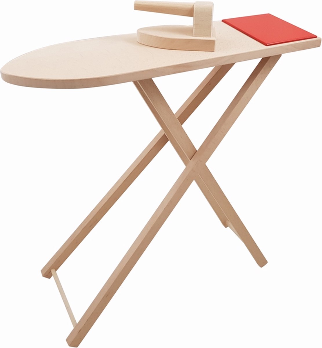 Playwood - ongelakte Houten strijkplank met strijkbout - Speelgoed strijkplank -