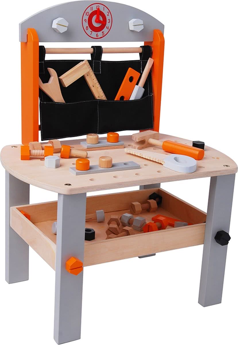   Houten kinderwerkbank Oranje - Zilver