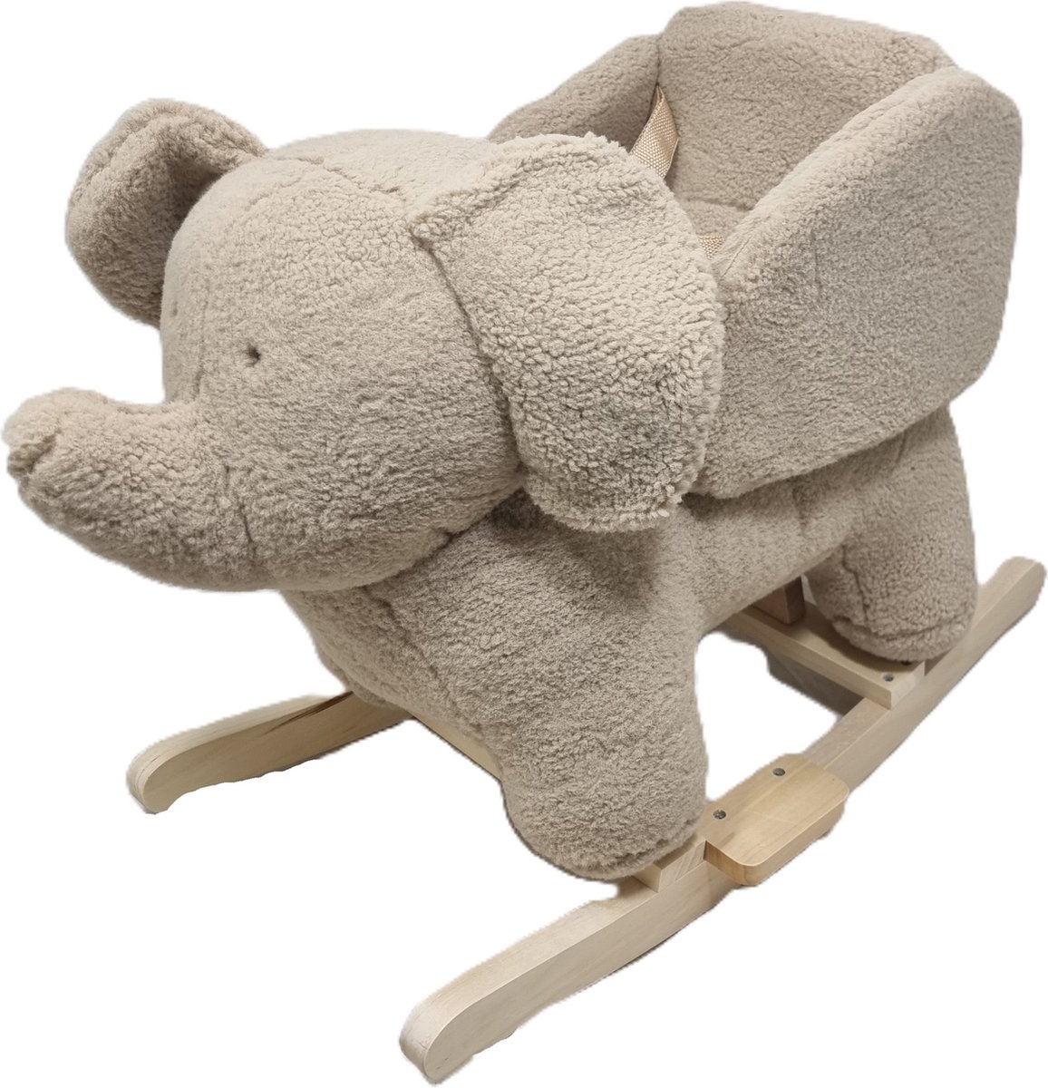 Playwood Olifant Teddy - Schommelpaard - Hobbelpaard-Hobbel Olifant- zithoogte 34 cm - Taupe- Crème
