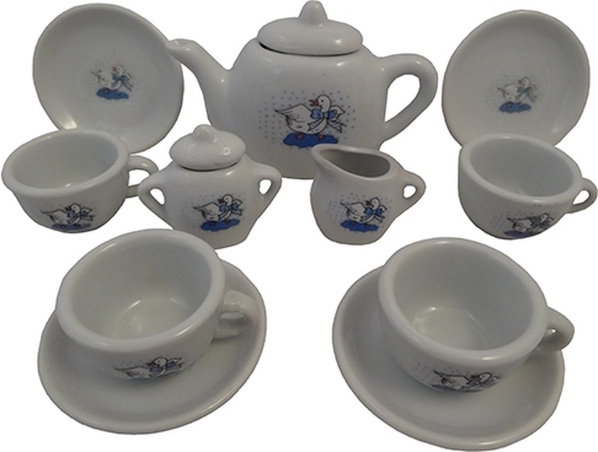 Porseleinen Kinder theeservies - Gans 13-delig