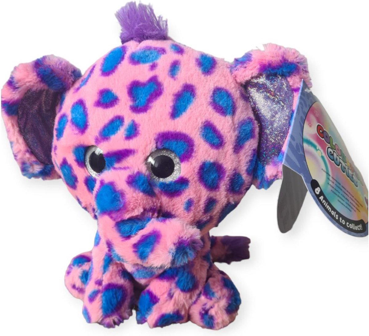 Pluche gekleurde Olifant - Plush spotted Elephant 23cm.