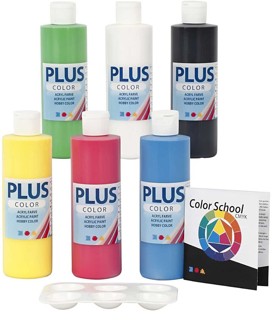 Plus Color Acrylverf - Verf - Color School - Set Primaire Kleuren  6x250 ml
