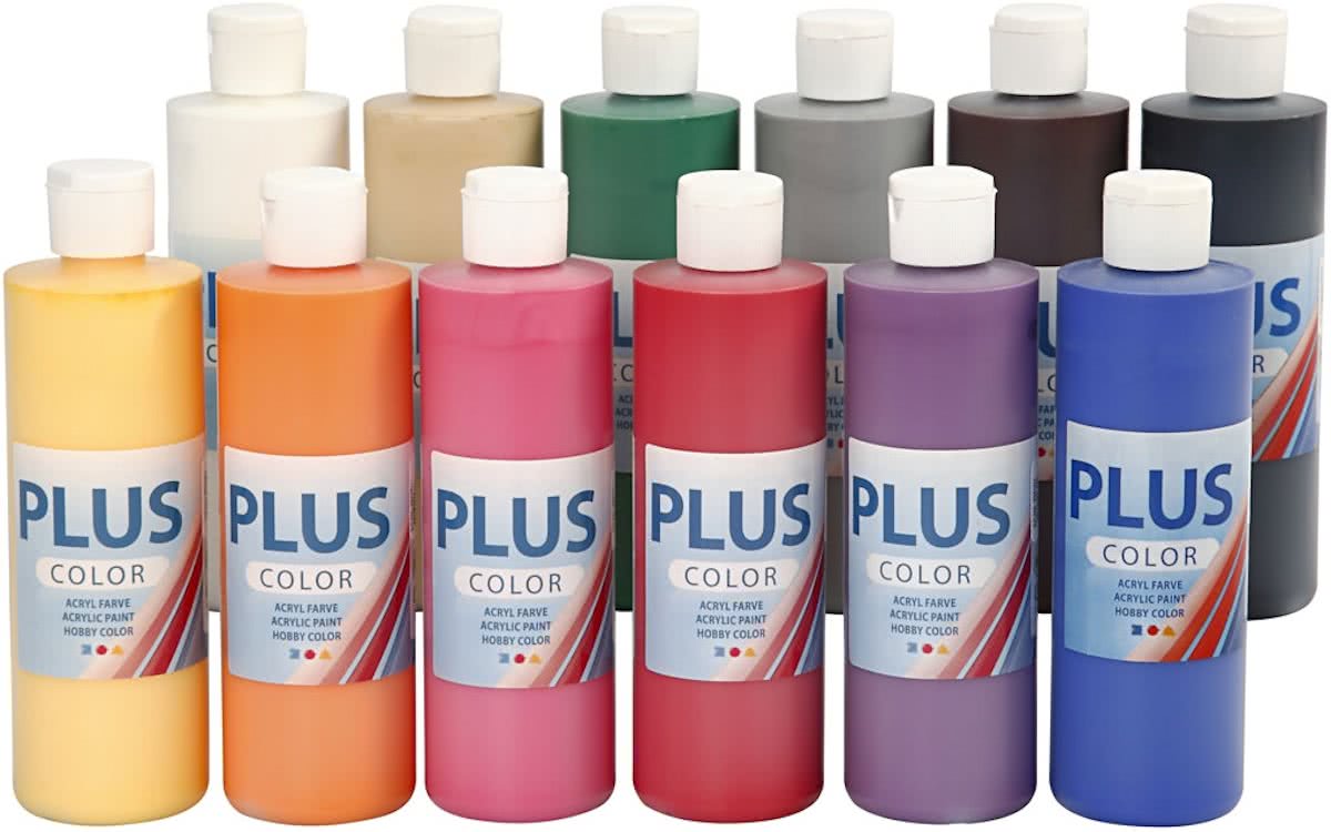 Plus Color acrylverf, klassiek, 12x250 ml