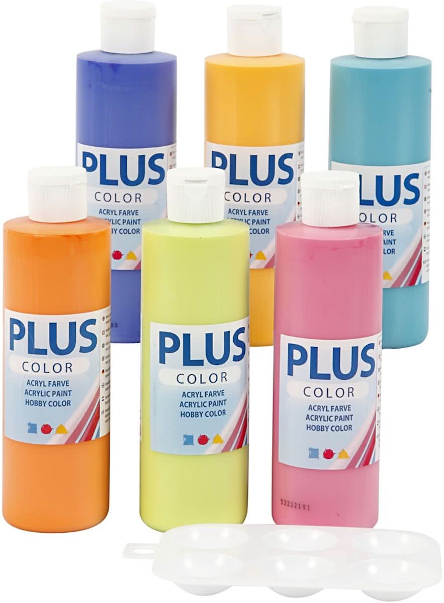 Plus Color acrylverf, kleurrijk, 6x250 ml