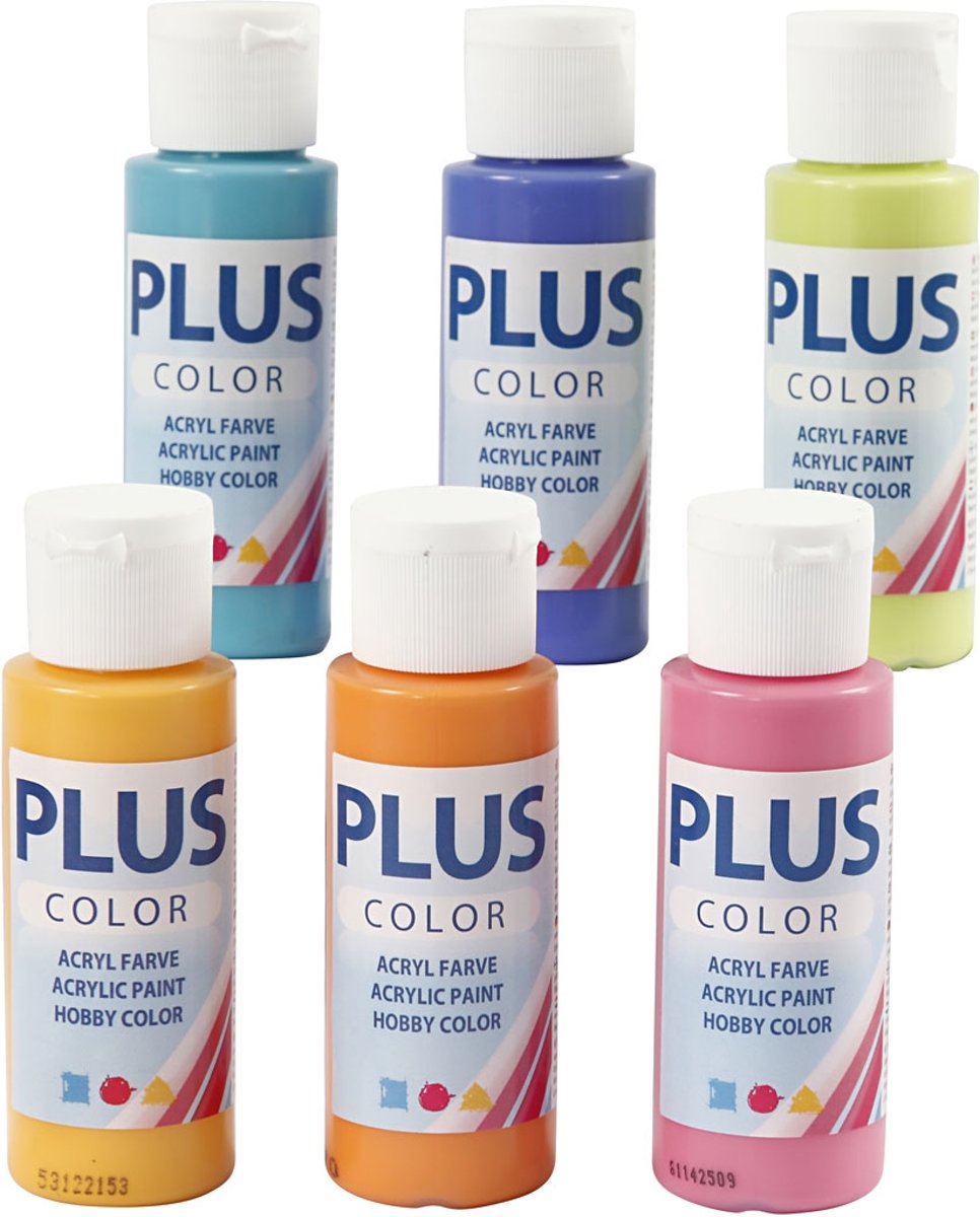 Plus Color acrylverf, kleurrijk, 6x60 ml