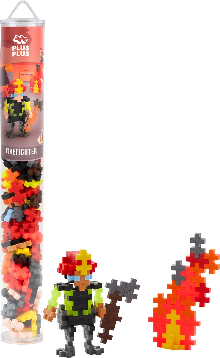 Plus-Plus Tube brandweer 100 delige bouwset - 4294 - Bouwspeelgoed - Constructiespeelgoed - Set met bouwstenen - Vanaf 5 jaar