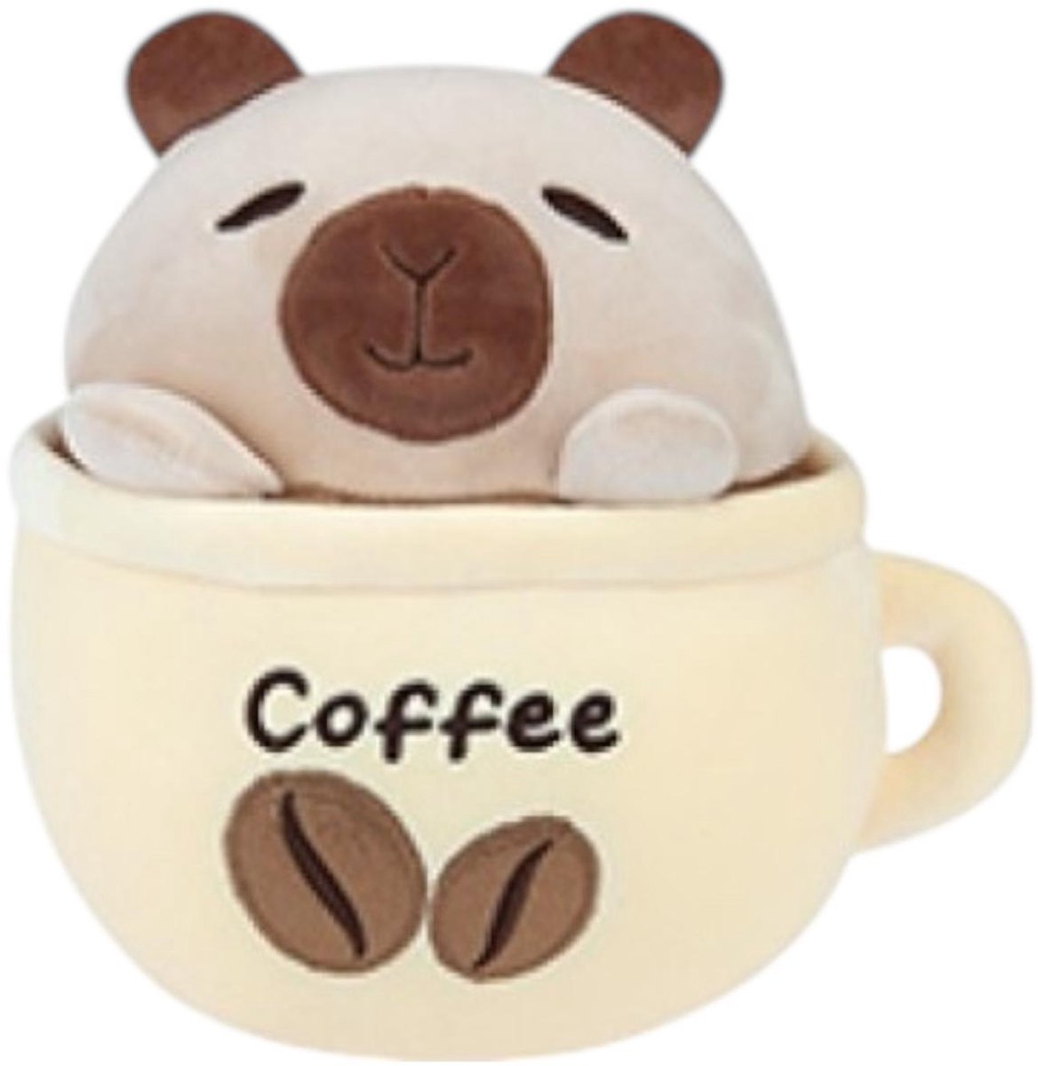 Capybara in koffiemok knuffel - 20 cm - Pluche