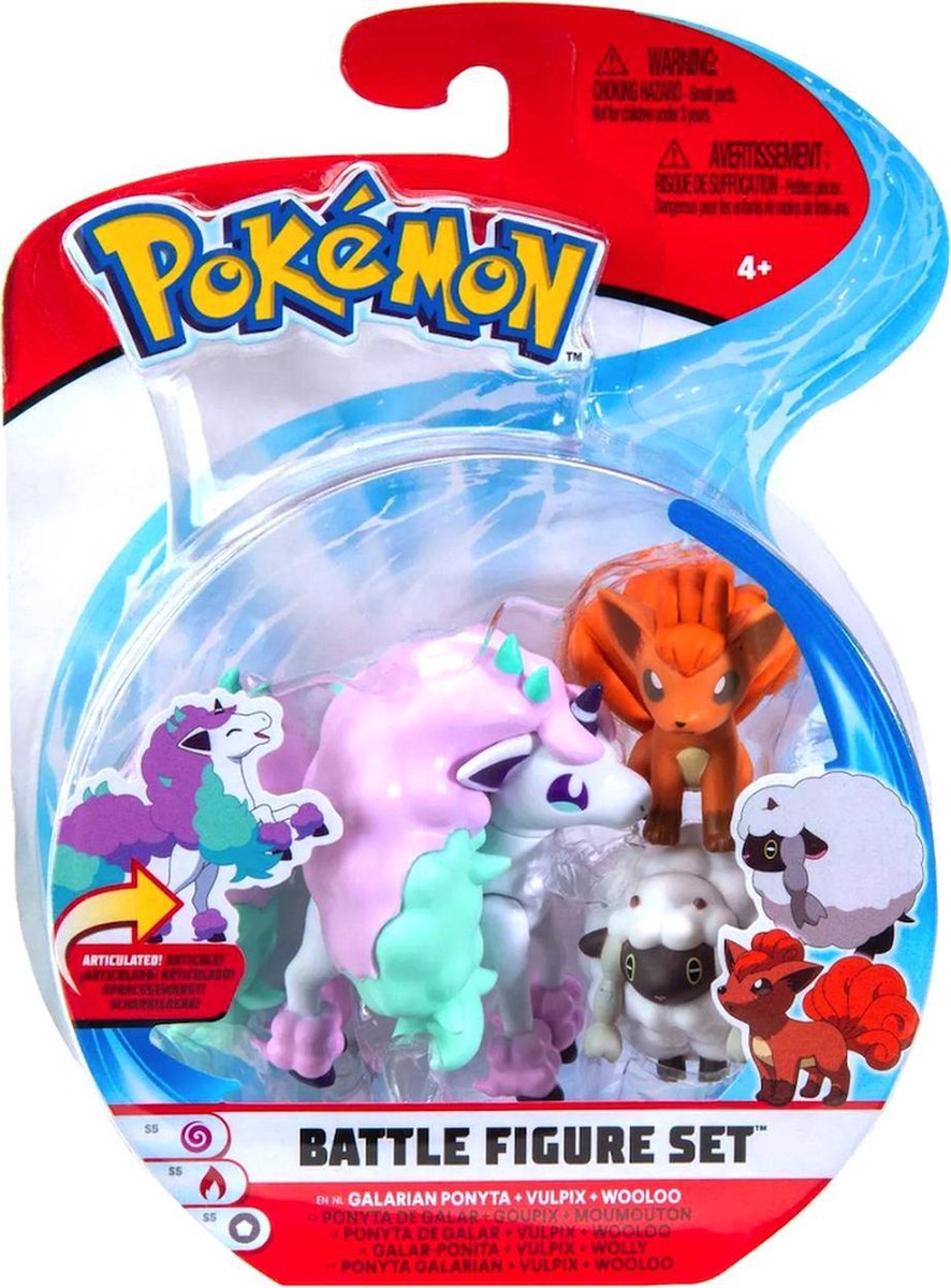 Pokemon Battle Figure 3-Pack - Galarian Ponyta, Vulpix, Wooloo