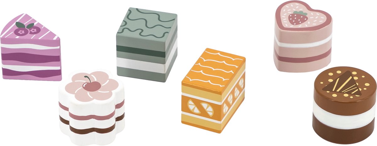 PolarB 6 stuks Houten Cake Set 44055