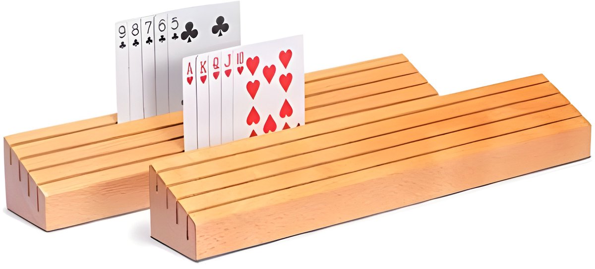 Extra brede massief beukenhouten speelkaarthouders - set van 2 - Geel