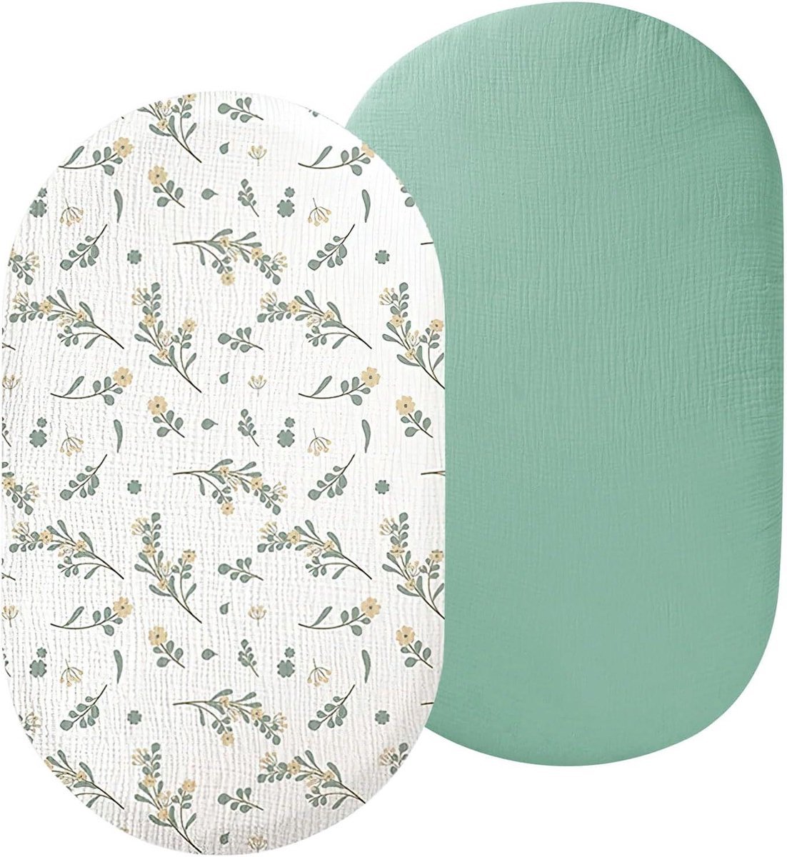 PolkaHome - Fitted Sheet 70x35cm voor Kinderwagen en Wieg - Groen - Matrasbeschermer Kinderwagen - Baby Nest Accessoires