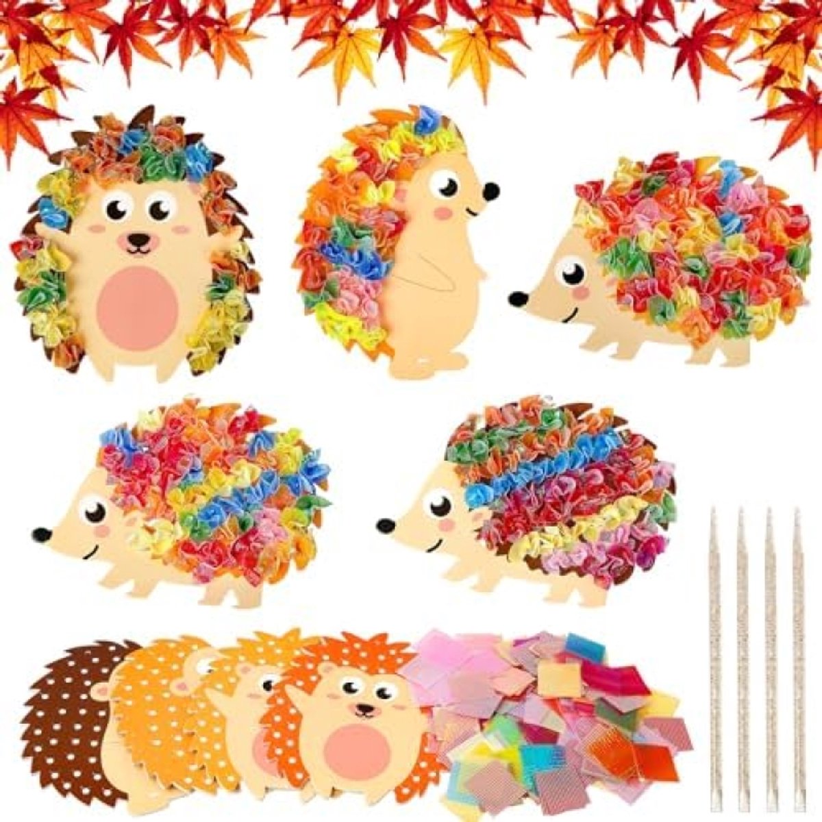 PolkaHome 9-delig egeltjes knutselpakket - Creatieve herfstactiviteit voor kinderen