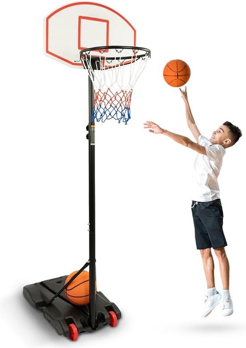 PolkaHome Basketbalpaal verstelbaar - Basketbalring - Basketbalpaal voor buiten - Basketbalpaal voor kinderen - Basketbal paal verstelbaar