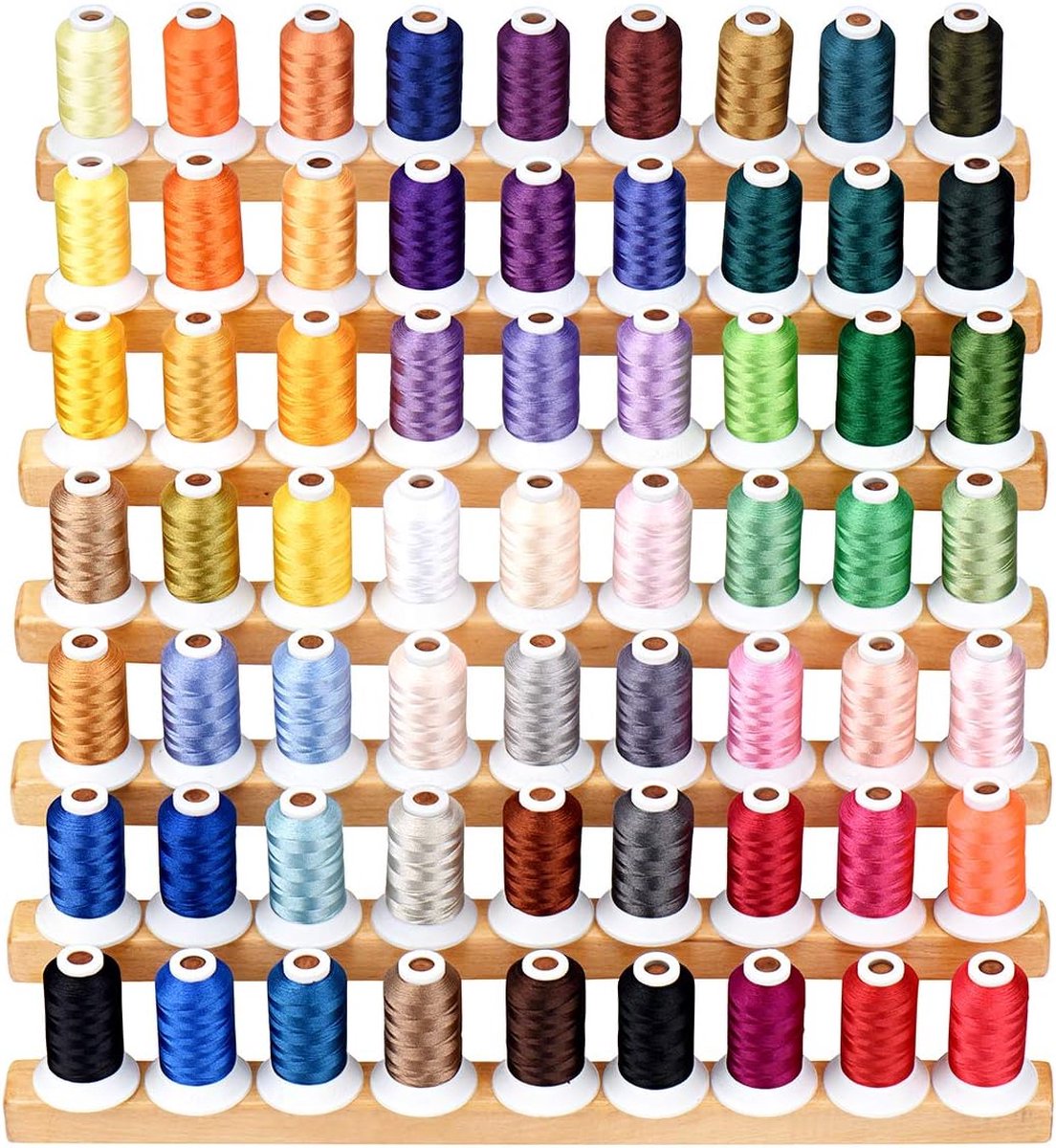 PolkaHome Borduurgaren 63 Brother kleuren 500 meter per spoel, voor brother, babylock, Janome, Kenmore, Singer, W6 N borduurmachine