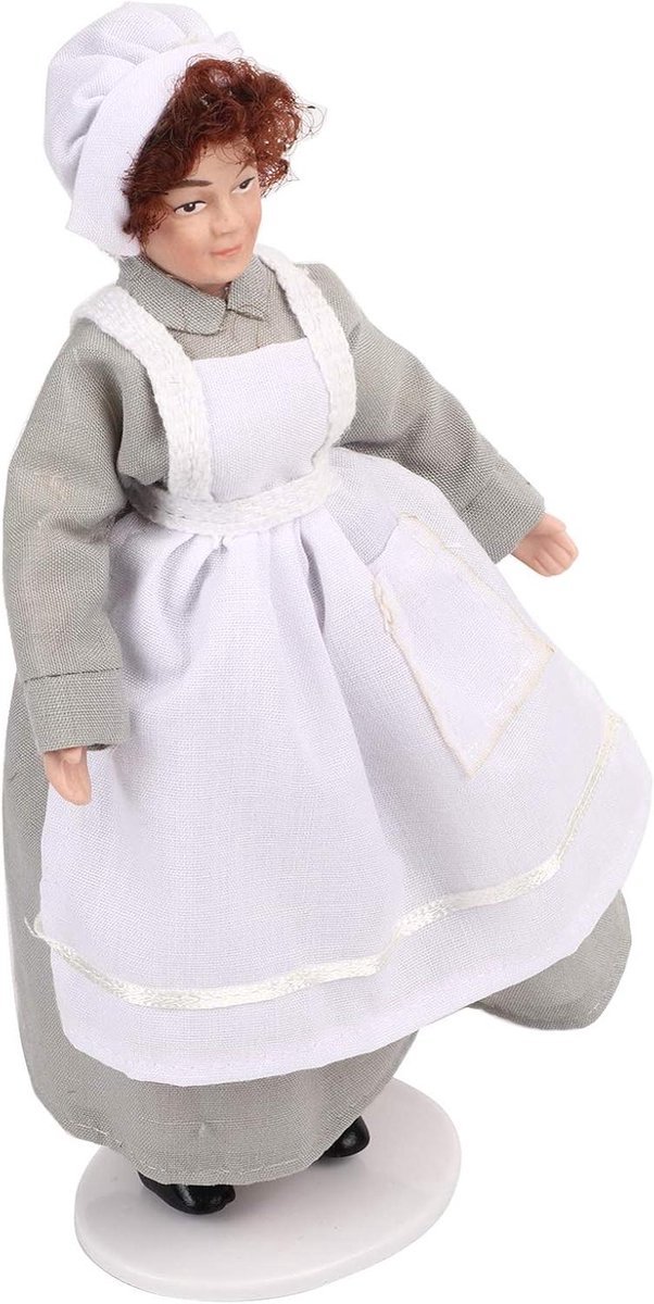   Plus - Porseleinen pop van 6 inch met beweegbare gewrichten in Victoriaanse outfit voor poppenhuis - Miniaturen voor kinderen en volwassenen - DIY ambachtelijke liefhebbers (chef)