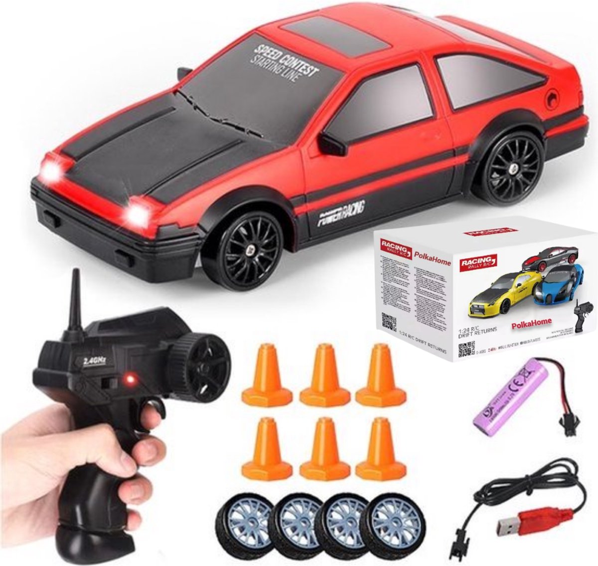 PolkaHome RC drift car - RC drift auto - RC car - RC auto drift - Drift auto afstandsbestuurbaar