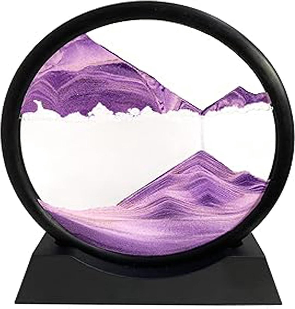  Stromend zand schilderij, bewegend zand kunst foto 3D rond glas Diepzee zand landschap in beweging display Flödande sandmålning, (7 inch, Purper)