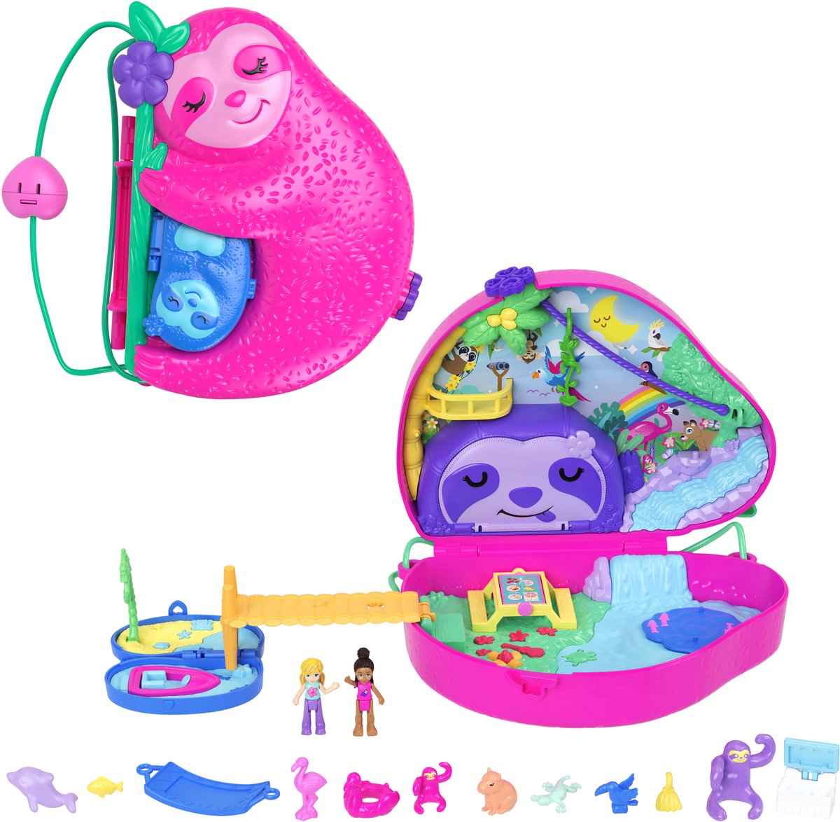 Polly Pocket 35 - Luiaardfamile 2-in-1 compacte speelset