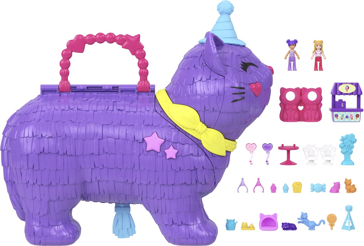 Polly Pocket Piñata Feestje met Kitty - Compacte Speelfigurenset