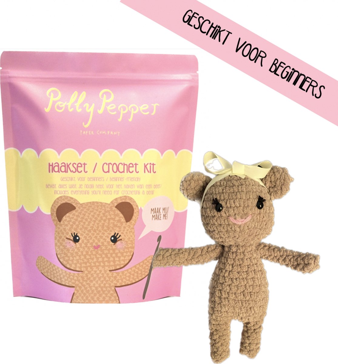 PollyPepper™ - Beer compleet haakpakket - amigurumi - geschikt voor beginners - starterspakket - haken voor beginners