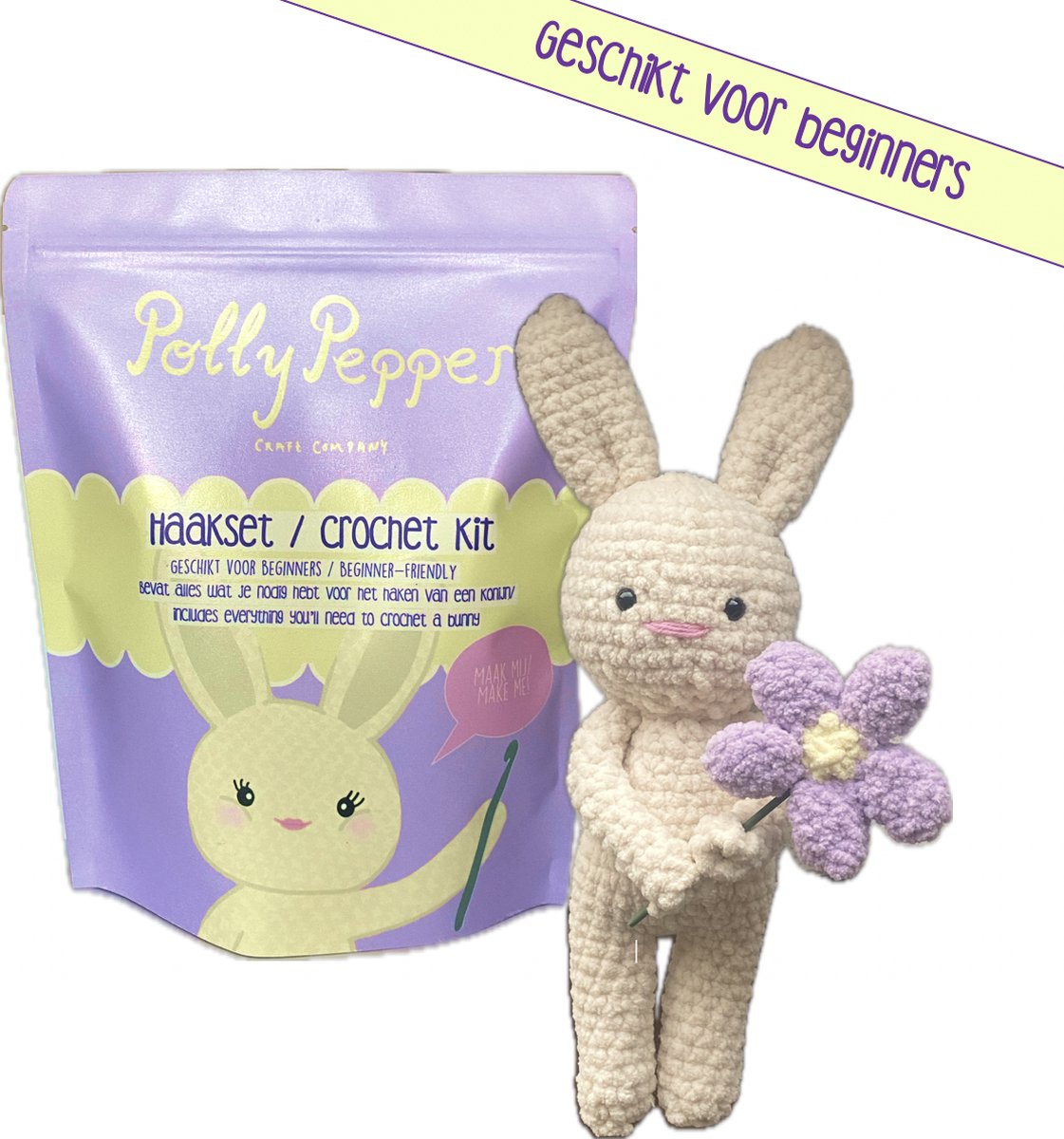 PollyPepper™ - Konijn compleet haakpakket - amigurumi - geschikt voor beginners - starterspakket - haken voor beginners